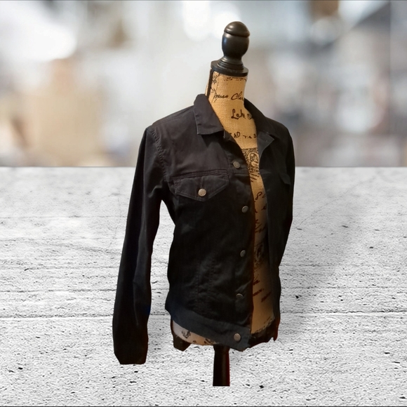 Denim & flower black stretch denim jacket size S - Picture 8 of 11